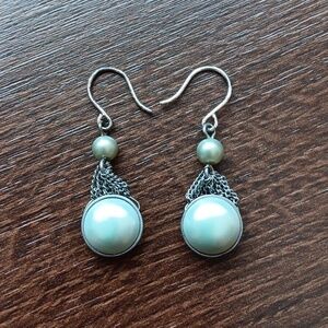 Kenneth Cole Reaction Seafoam Silver Tone Dangle Earrings